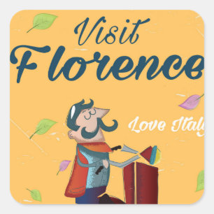 Adesivo Quadrado Cartaz de viagem de scooter italiano em Florença