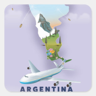 Adesivo Quadrado Cartaz de viagem do mapa da Argentina