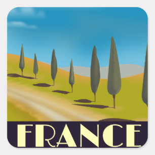 Adesivo Quadrado cartaz de viagem estilo vintage da França