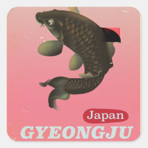 Adesivo Quadrado Cartaz de viagem estilo vintage Gyeongju Coreia