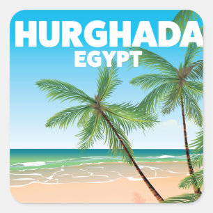 Adesivo Quadrado Cartaz de viagem Hurghada Egito