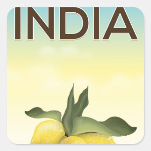 Adesivo Quadrado Cartaz de viagem India Lemon