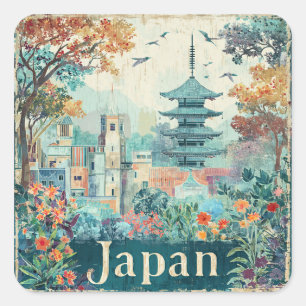 Adesivo Quadrado cartaz de viagem Japão