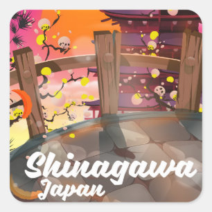 Adesivo Quadrado Cartaz de viagem japonês Shinagawa