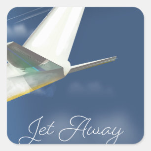 Adesivo Quadrado Cartaz de viagem Jet Away.