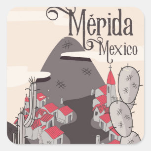 Adesivo Quadrado Cartaz de viagem Mérida México