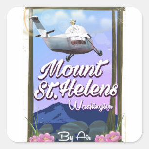 Adesivo Quadrado Cartaz de viagem Monte St. Helens Washington