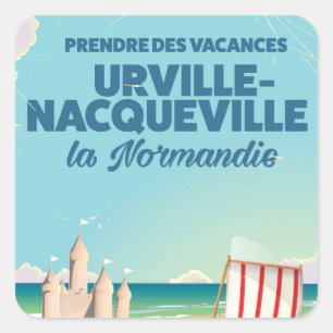 Adesivo Quadrado Cartaz de viagem para a praia de Urville-Nacquevil