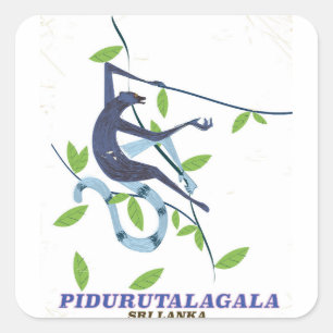 Adesivo Quadrado Cartaz de viagem Pidurutalagala Sri Lanka.