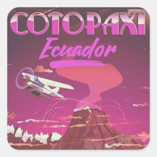 Adesivo Quadrado Cartaz de viagem por CORREIO AÉREO Cotopaxi, Equad