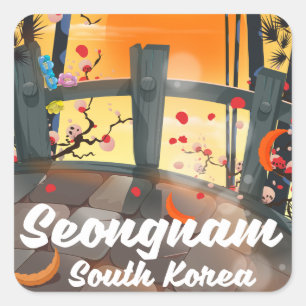 Adesivo Quadrado cartaz de viagem Seongnam Coreia do Sul