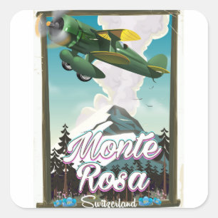 Adesivo Quadrado cartaz de viagem Suíça Monta Rosa
