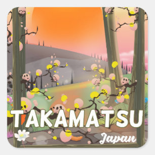 Adesivo Quadrado Cartaz de viagem Takamatsu Japão