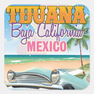 Adesivo Quadrado cartaz de viagem Tijuana Baja California México