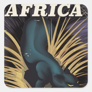 Adesivo Quadrado cartaz de viagem vintage da África