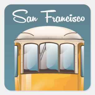 Adesivo Quadrado cartaz de viagem vintage de São Francisco