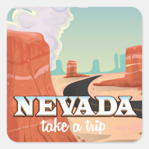 Adesivo Quadrado Cartaz de viagem vintage do estado de Nevada
