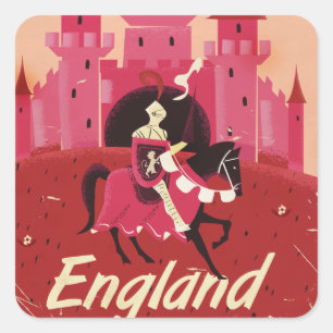 Adesivo Quadrado Cartaz de viagem vintage Inglaterra St. George