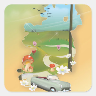 Adesivo Quadrado cartaz de viagem vintage mapa da Irlanda