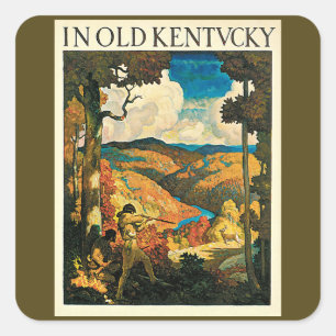 Adesivo Quadrado Cartaz de Viagem Vintage NC Wyeth, No Velho Kentuc