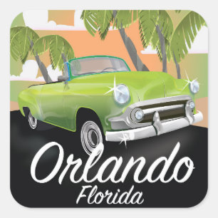 Adesivo Quadrado cartaz de viagem vintage Orlando Flórida