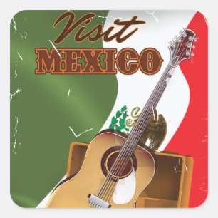 Adesivo Quadrado Cartaz de viagem vintage Visite o México