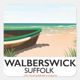 Adesivo Quadrado cartaz de viagem vintage walberswick suffolk