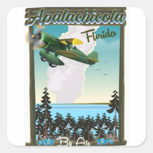 Adesivo Quadrado Cartaz de voo da Floresta Nacional de Apalachicola