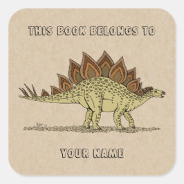 Adesivo Quadrado Cartaz do Dinossauro Jurássico Stegosaurus