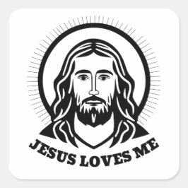 Adesivo Quadrado Cartaz do retrato de Jesus - Jesus me ama
