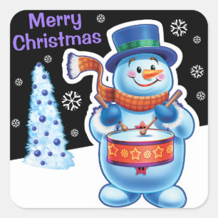Adesivo Quadrado Cartaz do Snowman, o autocolante da meia-noite de