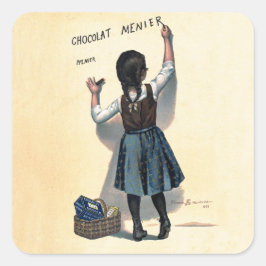 Adesivo Quadrado Cartaz Francês Vintage Chocolat Menier Arte Bouiss