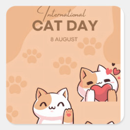 Adesivo Quadrado cartaz para celebrar o dia internacional do gato