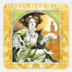 Adesivo Quadrado Cartaz Paris Ilustrado de Alphonse Mucha