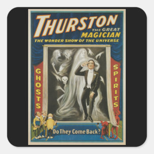 Adesivo Quadrado Cartaz Vintage Mágica, Thurston, O Grande Mágico