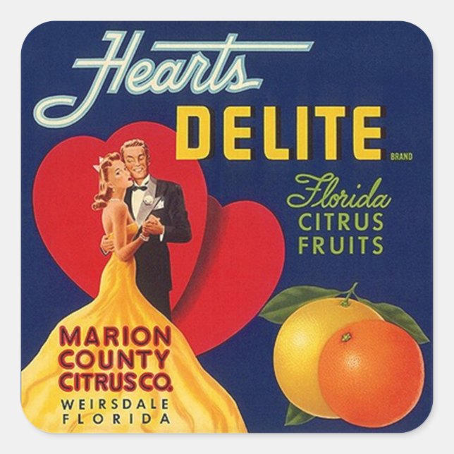 Adesivo Quadrado Cartazes de Fruta da Dança do Casal do Sticker Ad  (Frente)