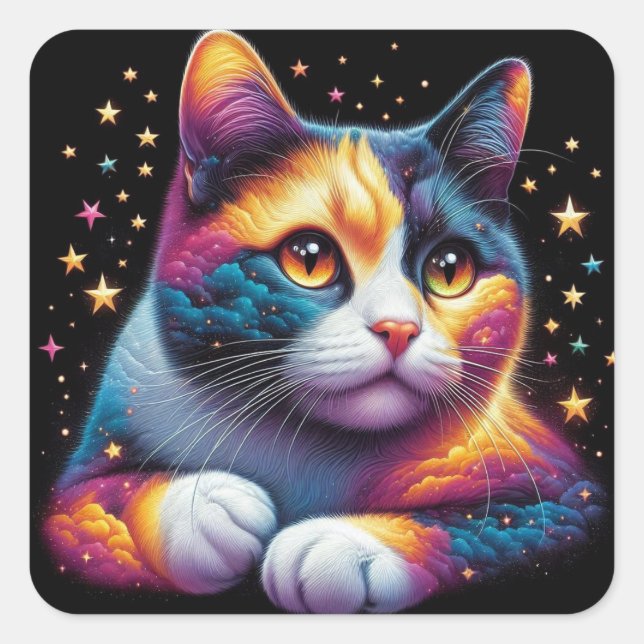 Adesivo Quadrado Cartazes de gato sonhador! (Frente)