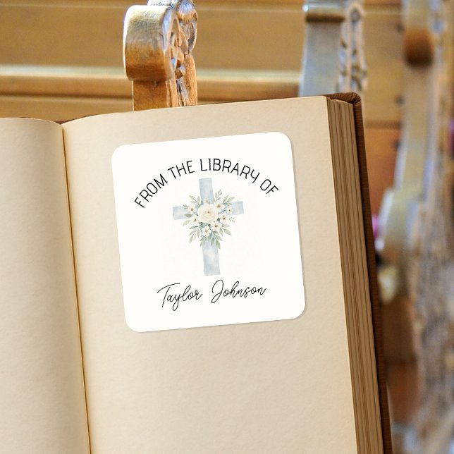 Adesivo Quadrado Cartazes de livros, livraria floral (Criador carregado)