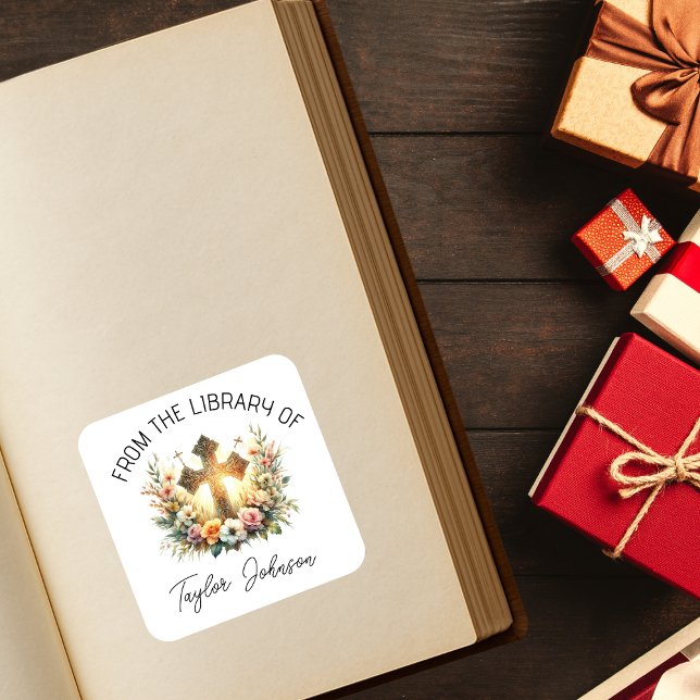 Adesivo Quadrado Cartazes de livros, livraria floral (Criador carregado)