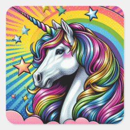 Adesivo Quadrado Cartazes de Unicórnio!