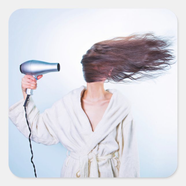 Adesivo Quadrado Cartazes Engraçados de Cabelo Mau (Frente)