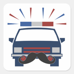 Adesivo Quadrado Cartazes personalizados da Polícia de bigode