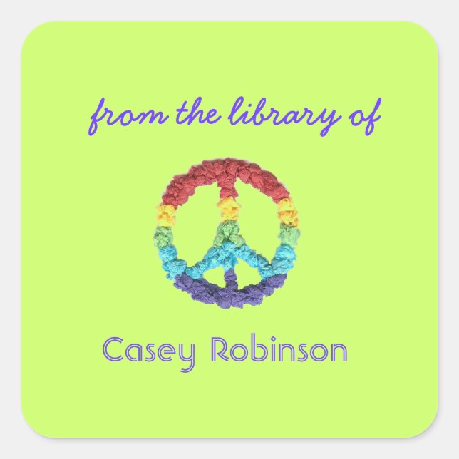 Adesivo Quadrado Cartazes personalizados de sinalização de paz (Frente)