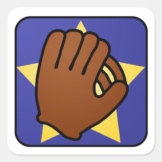 Adesivo Quadrado Cartografia ClipArt Esportes Baseball Glove Star D (Frente)