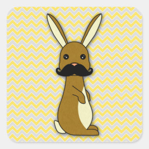 Adesivo Quadrado Cartografia de Bunny, um bigode bonito