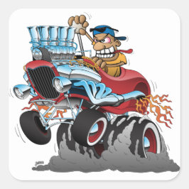 Adesivo Quadrado Cartografia de Carros de Raça Quente do Highboy