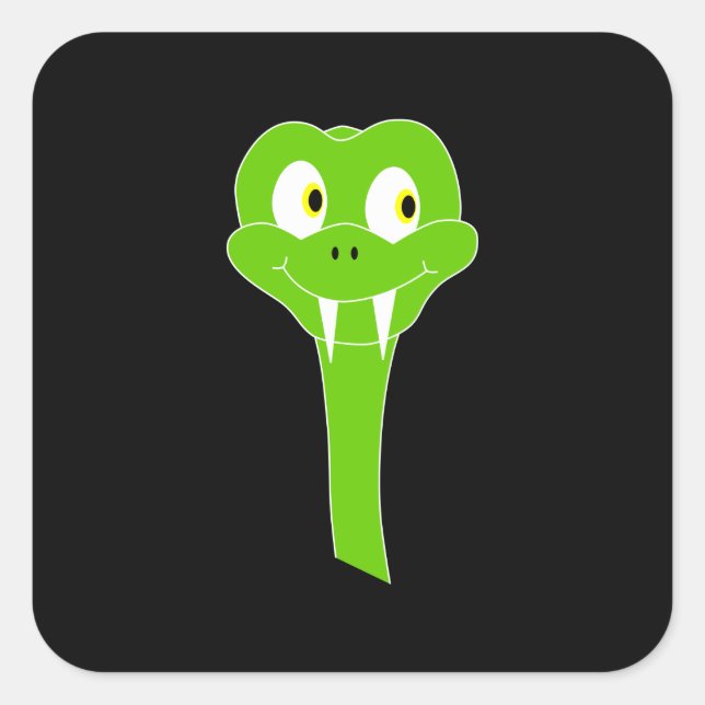 Adesivo Quadrado Cartografia de Cobra verde-barato em preto (Frente)