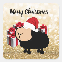 Adesivo Quadrado Cartografia de Papais noeis engraçada e bonitinha 