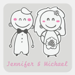 Adesivo Quadrado Cartonagem Cor-De-Rosa E Cinza, Pau-Pente/Selo