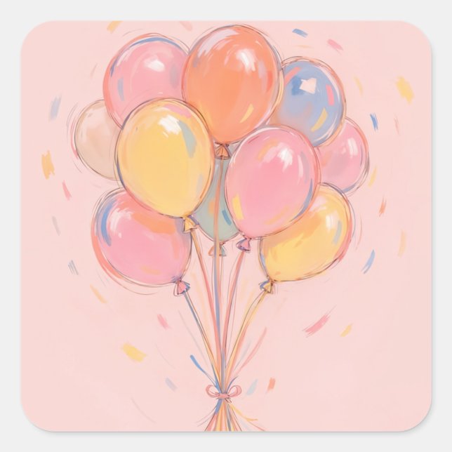 Adesivo Quadrado Cartonagens de bolos de aniversário ou selos de en (Frente)